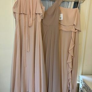 Three bridesmaid dresses.